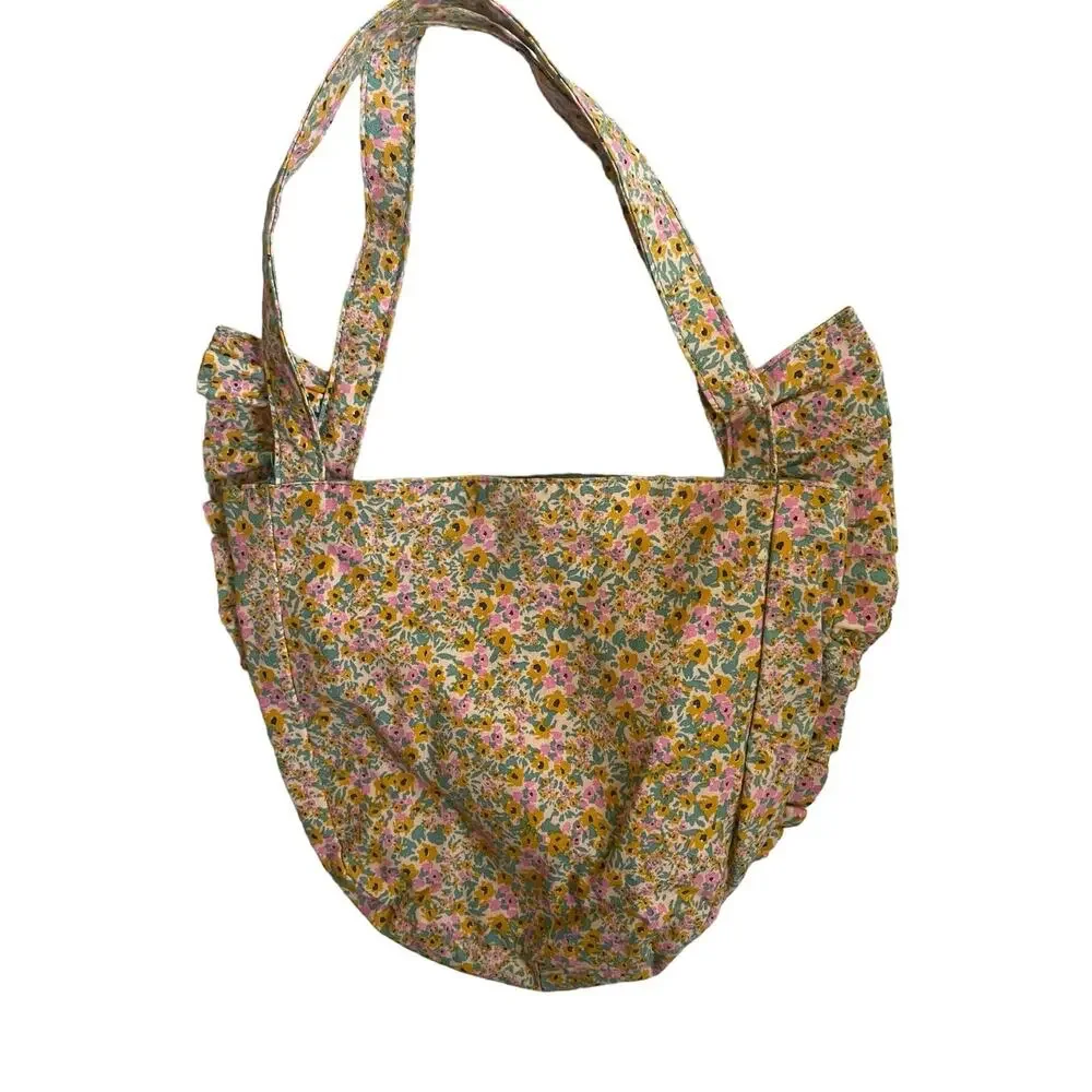 Target‎ Girls Hobo Bag Pastel Floral Print Ruffle Cloth Snap Closure Cottage Y2K